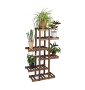 relaxdays Blumenregal Holz dunkelbraun rechteckig 81,0 x 125,0 cm