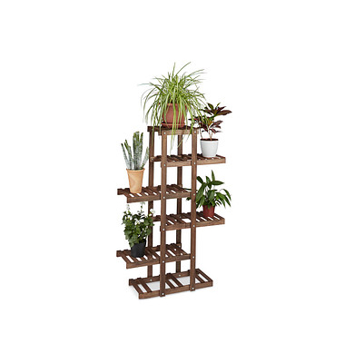 relaxdays Blumenregal Holz dunkelbraun rechteckig 81,0 x 125,0 cm