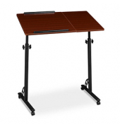 Computertisch 10020541_47, höhenverstellbar 75-110cm (H), 80x50cm (BxT), Mahagoni / schwarz