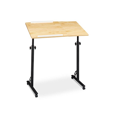 Computertisch 10020541_48, höhenverstellbar 75-110cm (H), 80x50cm (BxT), eiche / schwarz