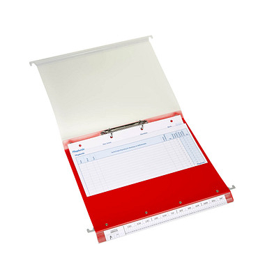BOI DOKUTECH Patienten-Dokumentations-Hängemappe 2-Ringe Click 2 Stationär rot Boden: 2,5 cm