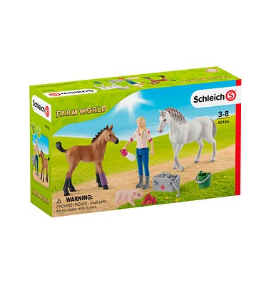 Schleich Farm World 42486 Arztbesuch bei Stute und Fohlen Spielfiguren-Set