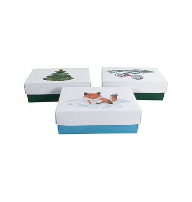 3 BUNTBOX Weihnachten M Geschenkboxen-Set weiß