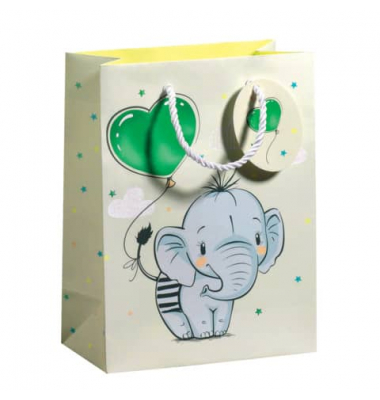 Geschenktasche 70010 11609 Little Elephant, Baby / Geburt, mit Heißfoliendruck und Glitter, Baby Elefant, 17cm x 22,5cm Geschenktasche 70010 11609 Little Elephant, Baby / Geburt, mit Heißfoliendruck und Glitter, Baby Elefant, 17cm x 22,5cm