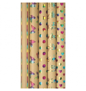 Geschenkpapier Rainbow 33062 989101, sortiert (5 Motive), 70cm x 1,5m, farbig sortiert (braun mit Hotfoil-Print)