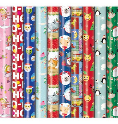 Geschenkpapier Bambini 33013-2A2224, Weihnachten, 70cm x 2m, bunt
