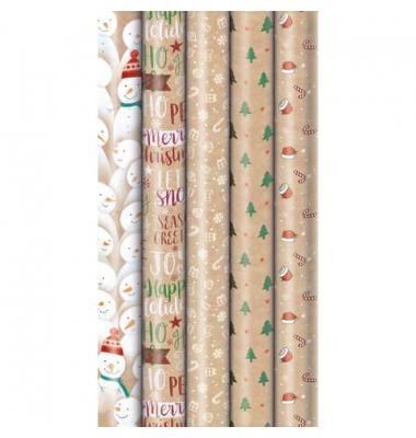 Geschenkpapier 33053 292238, Winter/Weihnachten, 70cm x 2m, braun/farbig