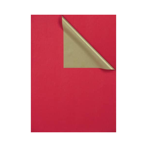 Geschenkpapier Rot Gold beidseitig bedruckt, Secare Rolle, Geschenkverpackung Größe 70cm x 250m