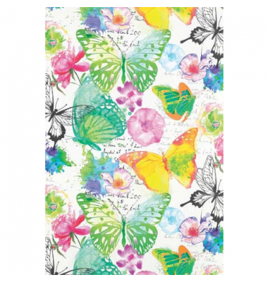 Geschenkpapier 8A8285, Schmetterlinge/Blumen, 50cm x 50m, bunt/Rückseite weiß