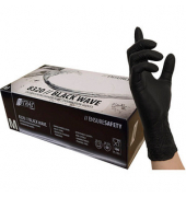 Einweghandschuhe BLACK WAVE, Nitril, lebensmittelecht, schwarz, Größe 8 / M,