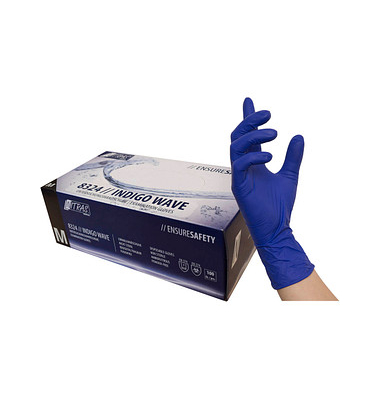 Einweghandschuhe INDIGO WAVE, Nitril, lebensmittelecht, dunkelblau, Größe 8 / M,