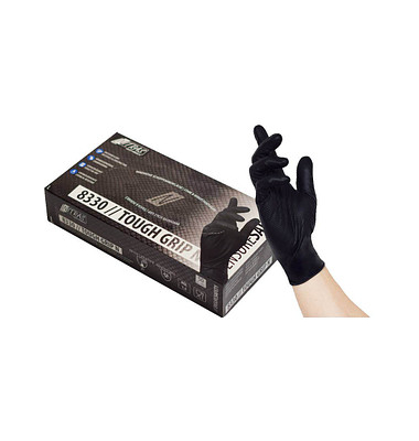 Einweghandschuhe TOUGH GRIP N, Nitril, lebensmittelecht, schwarz, Größe 8 / M, Einweghandschuhe TOUGH GRIP N, Nitril, lebensmittelecht, schwarz, Größe 8 / M,