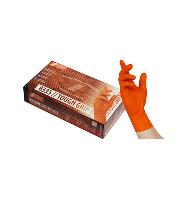 Einweghandschuhe TOUGH GRIP N, Nitril, lebensmittelecht, orange, Größe 8 / M, Einweghandschuhe TOUGH GRIP N, Nitril, lebensmittelecht, orange, Größe 8 / M,