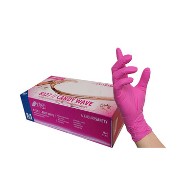 Einweghandschuhe CANDY WAVE, Nitril, lebensmittelecht, pink, Größe 8 / M,