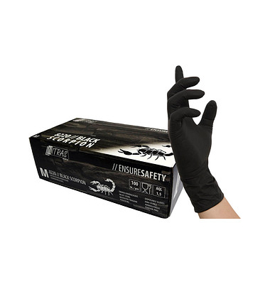 Einweghandschuhe BLACK SCORPION, Latex, lebensmittelecht, schwarz, Größe 8 / M,