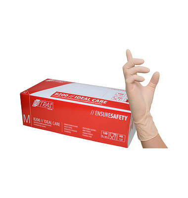 Einweghandschuhe IDEAL CARE, Latex, lebensmittelecht, weiß, Größe 8 / M,