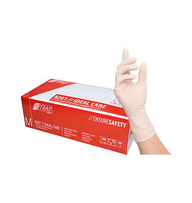 Einweghandschuhe IDEAL CARE, Latex, lebensmittelecht, weiß, Größe 8 / M,