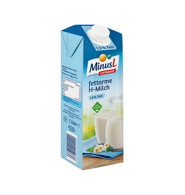 H-Milch fettarme H-Milch 1,5% Fett, laktosefrei, glutenfrei, Einwegverpackung