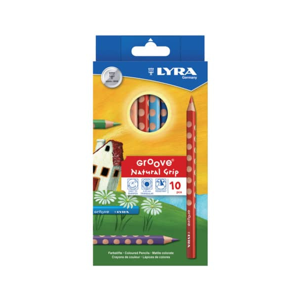Lyra Farbstifte-Set Natural Grip, L3811100, 10 Farben, dreikant, ergonomisch, Packung 4084900303085 Lyra 10 Stück