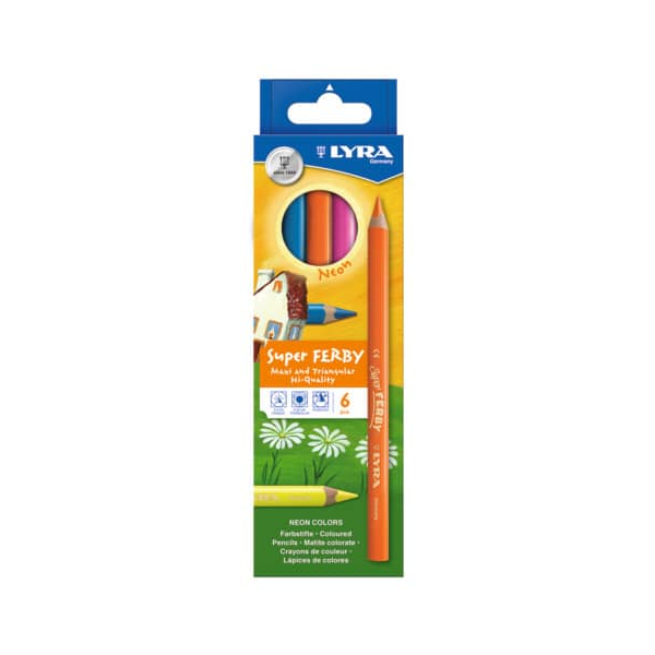 Lyra Farbstifte-Set Neon Lang, L3721063, 6-farbig sortiert neon, dreikant, Packung 4084900451328 Lyra 6 Stück