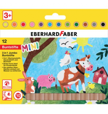 Buntstifte-Set Mini Kids 3in1, 518912, farbig sortiert, rund, Packung