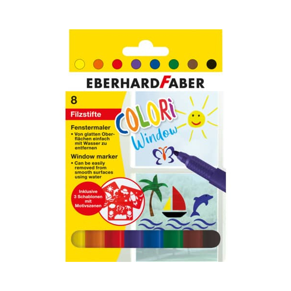 4087205500227 - Windowmarker Kartonetui mit 8 Farben 550022 Pack blau grün schwarz rot braun gelb orange violett 1-2mm Rundspitze 4087205500 8 Stück