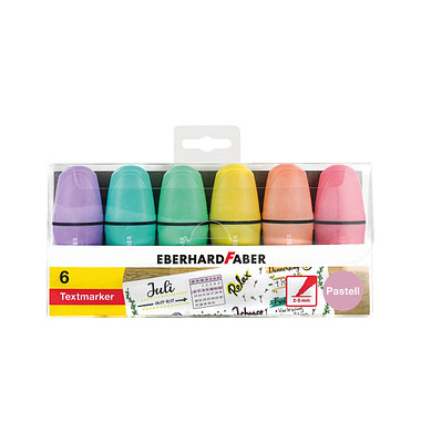Textmarker pastell Mini, 551403, Etui, 6-farbig sortiert, 2-5mm Keilspitze