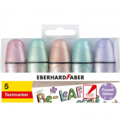 Textmarker Glitzer pastell Mini, 551409, Etui, 5-farbig sortiert, 2-5mm Keilspitze