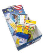 Aufbewahrungsbox Winner Schulestarter Set 560141, außen 22x31x10cm, Karton blau/gelb