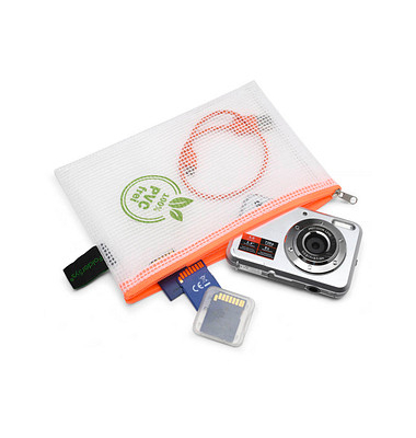 FolderSys Reißverschlussbeutel A6 transparent/orange 0,20 mm