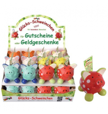 Spardose Glücksschwein sort. Sparschwein