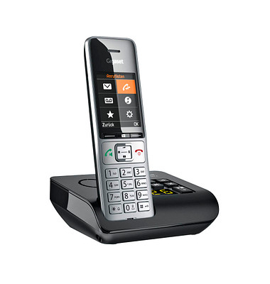 Gigaset COMFORT 500A Schnurlostelefon mit Anrufbeantworter schwarz-silber