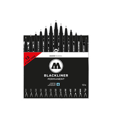Fineliner-Set Blackliner, MO200495, schwarz (Schreibfarbe: schwarz), 0,05, 0,1, 0,2, 0,3, 0,4, 0,5, 0,7, 0,9, 1mm