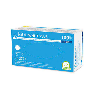 Einweghandschuhe white plus, Nitril, lebensmittelecht, weiß, Größe 8 / M,
