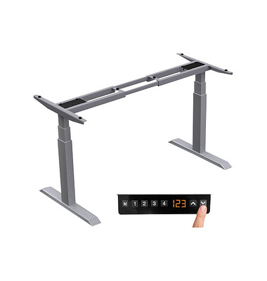 LMG höhenverstellbares Schreibtischgestell silber ohne Tischplatte T-Fuß-Gestell silber 130,0 - 160,0 x 57,0 cm