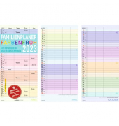 Familienkalender Farbenfroh - 22 x 45 cm, 4 Spalten, 18 Monate