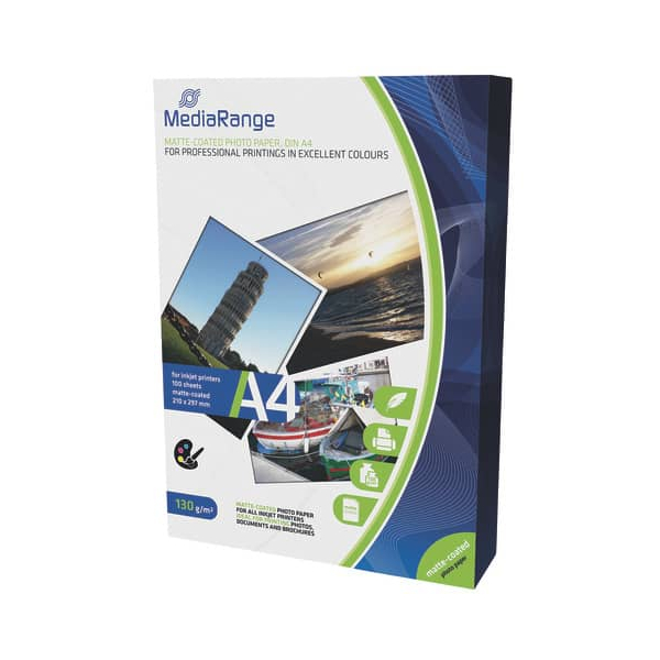4260057125903 - Fotopapier Matte Coated MRINK101 A4 für Inkjet 130g weiß matt einseitig bedruckbar 4260057125903 MEDIARANGE