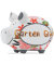 Spardose Schwein (klein) 101654 , "Blumen/Schriftzug"