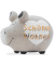 Spardose Schwein (klein) 101655 , "wei&szlig;es Herz/Schriftzug"