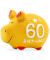 Spardose Schwein (klein) 101727 , "Stern/Schriftzug 60. Birthday"
