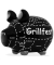 Spardose Schwein (mittel) 101752 , "Markierung Fleischteile Schwein/Schriftzug Grillfest"