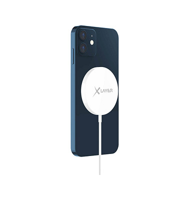 XLAYER Wireless Charging Pad Magnetic Induktive Ladestation weiß 1,5 m, 15 Watt