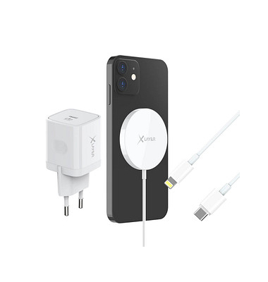 XLAYER Wireless Magnetic Starter Set Induktive Ladestation weiß 1,0 m, 15 Watt