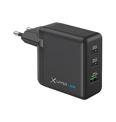 XLAYER Powercharger 65W Ladeadapter schwarz, 65 Watt