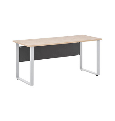 Schreibtisch, 73,2cm (H), 160x65cm (BxT), rechteckig, eiche hell / silber