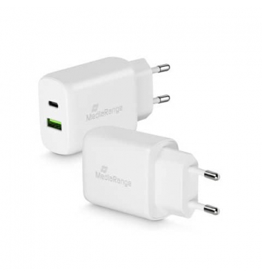 MediaRange 25W USB A/USB C Quick Charge Ladeadapter weiß, 25 Watt