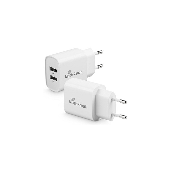 4260664872559 - Mediarange - 12W charger with two usb-a outputs white (MRMA114) 4260664872559 - Mediarange - 12W charger with two usb-a outputs white (MRMA114)