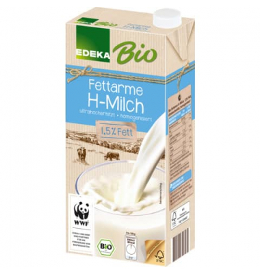 H-Milch 868608006, 1,5% Fett, 10x 1 Liter, im Tetrapack