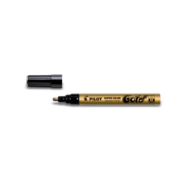 12 Stück Pilot Lackmarker SUPER COLOR, SC-G-M, Stift, gold, 1mm Rundspitze 4902505088025 Pilot