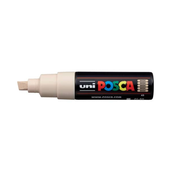 6 Stück UNI-POSCA Lackmarker UNI POSCA PC-8K, 182672, beige, 8mm Keilspitze 4902778107515 UNI-POSCA